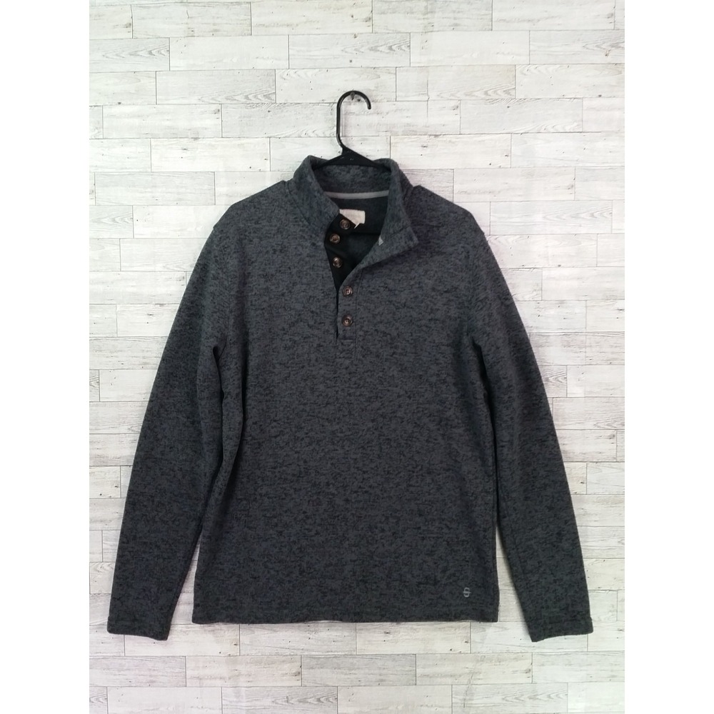Men's Stetson Gray Long Sleeve 1/4 Button Pullover Sweater Size Medium M
